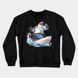 Big Brawny Anime Shark Bro Canoe Crewneck Sweatshirt